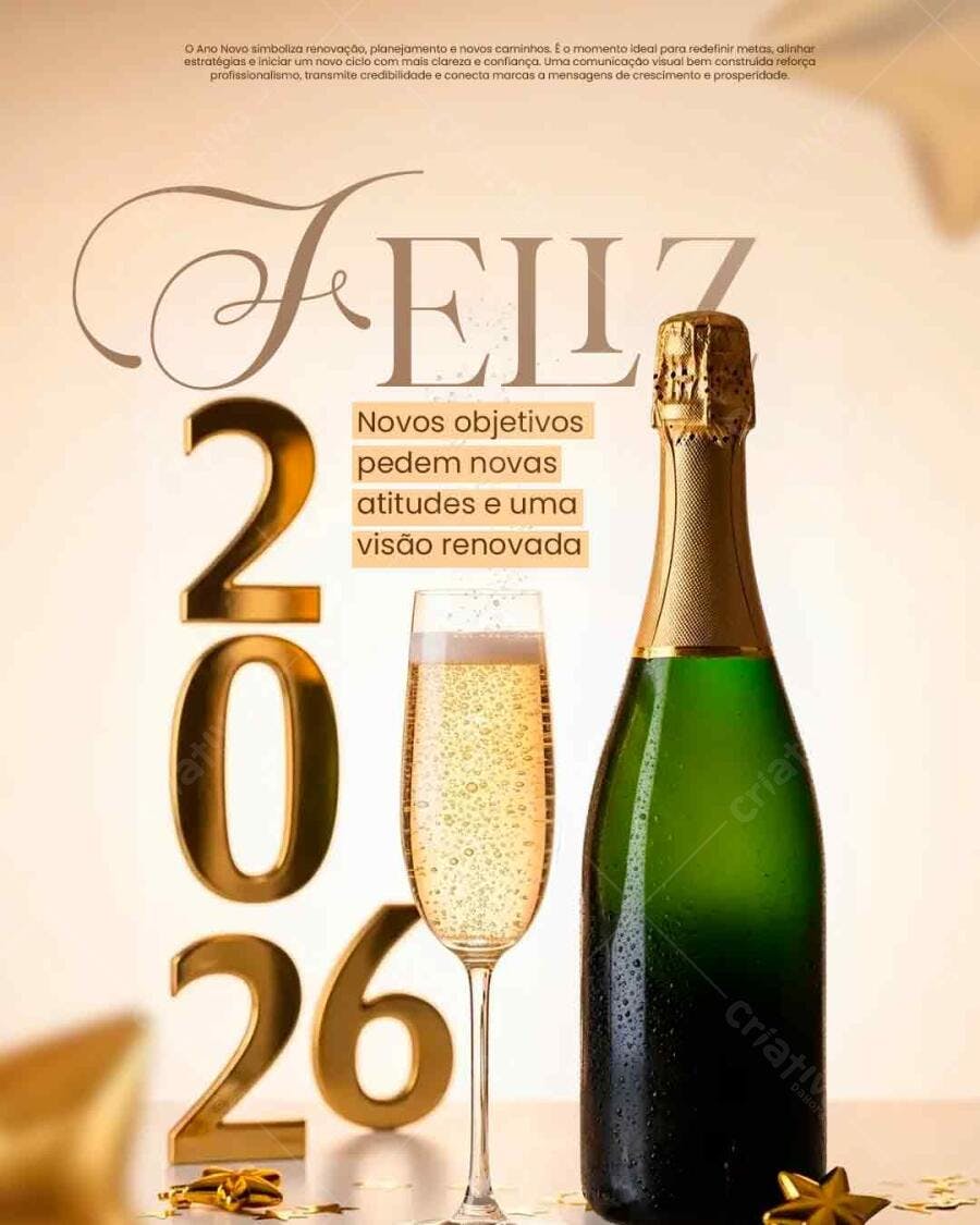 Flyer Feliz Ano Novo 2026 PSD Editável