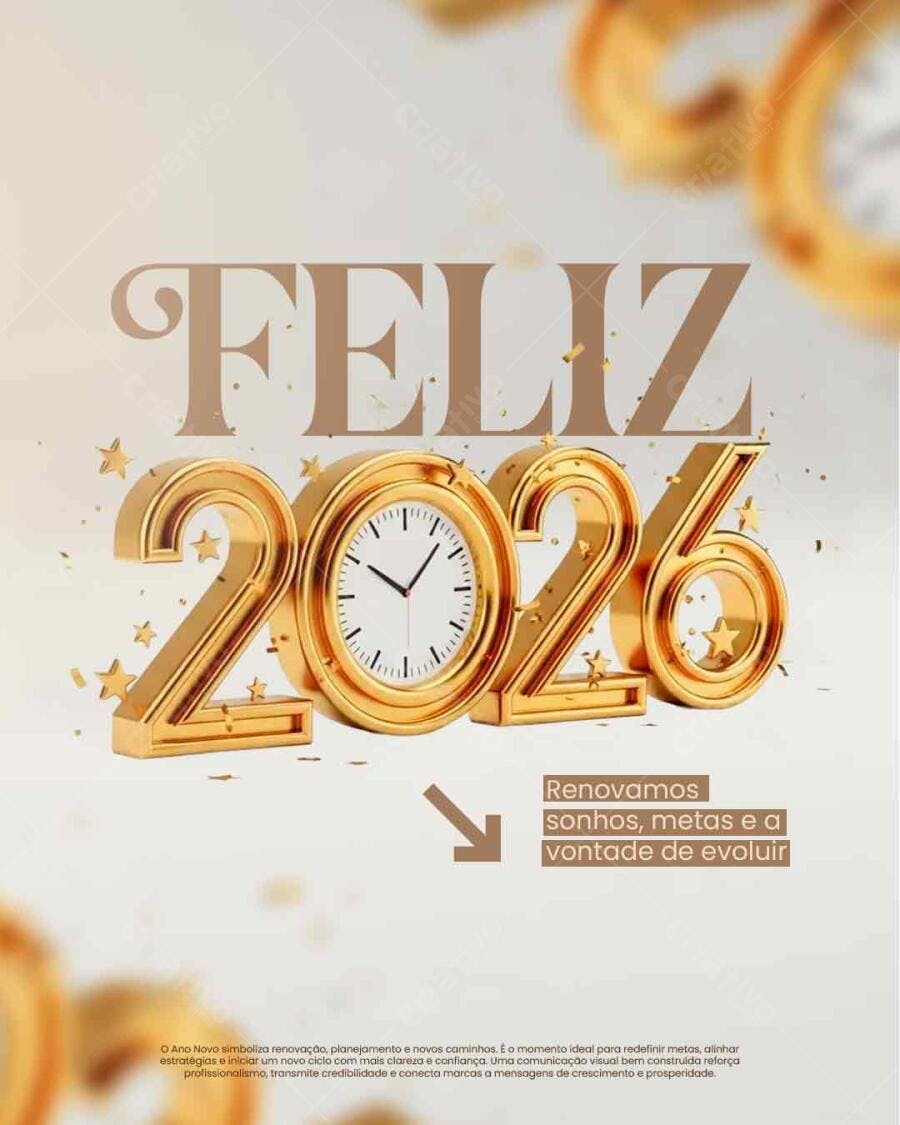 Flyer para Ano Novo 2026 Feliz PSD Editável