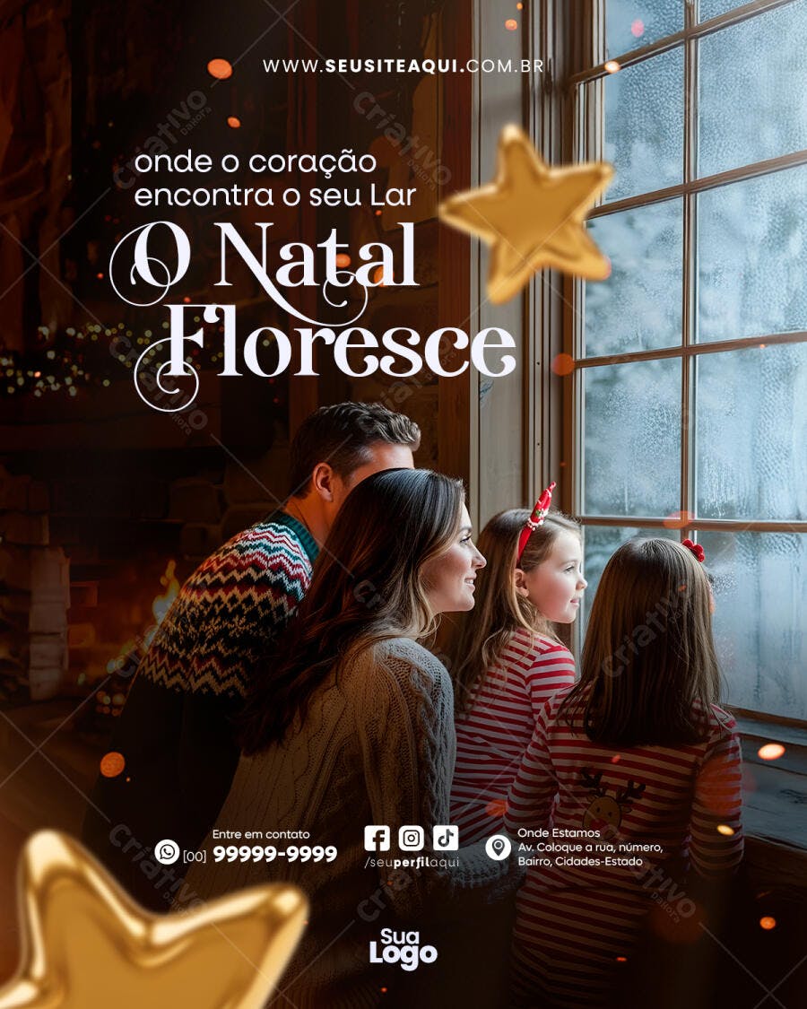 Post de Mídia Social O Natal Floresce PSD Editável