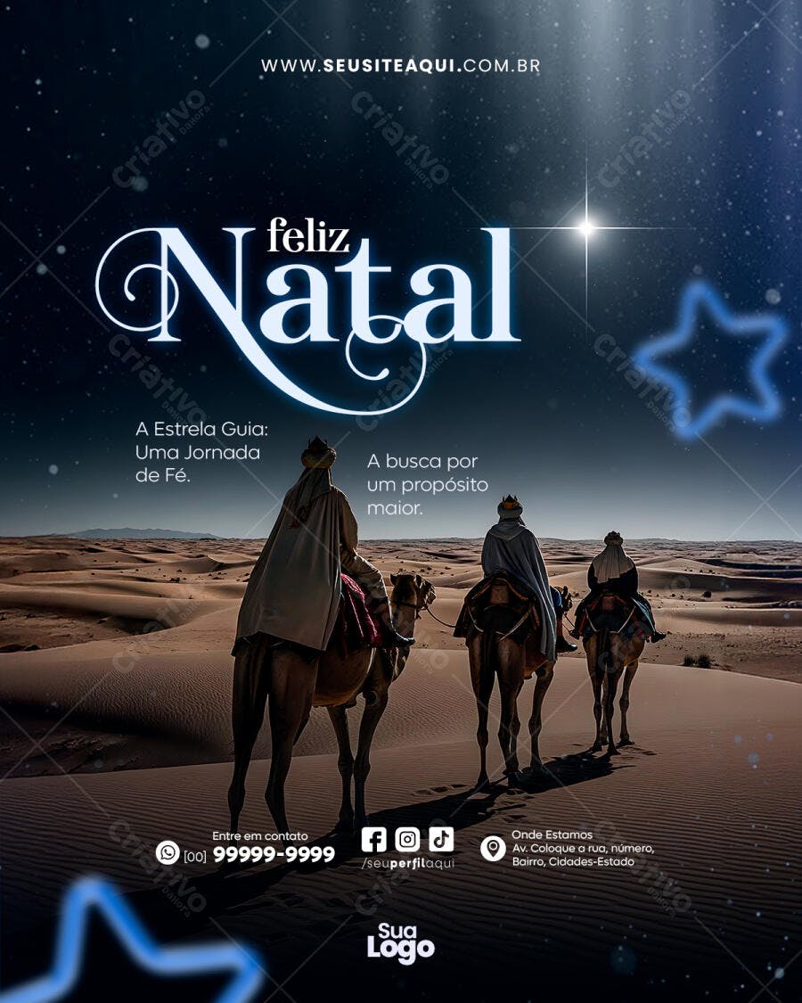 Flyer de Natal A Estrela Guia Jornada de Fé PSD Editável