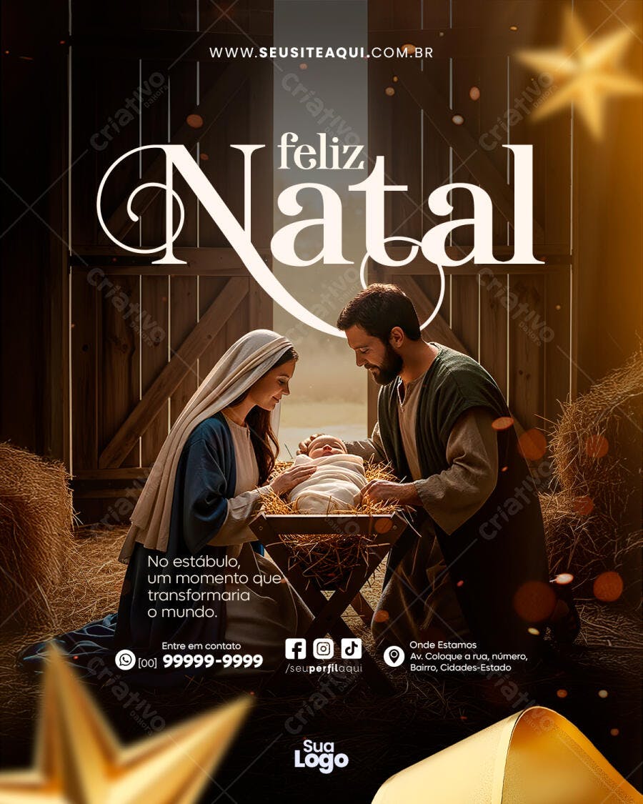 Flyer Natal Manjedoura Sagrada Família PSD Editável