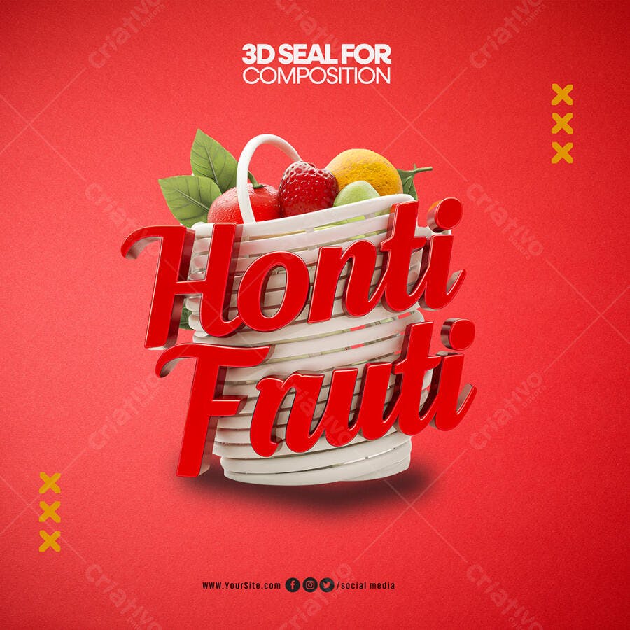 Post para Redes Sociais Honti Fruti Cesta de Frutas PSD Editável