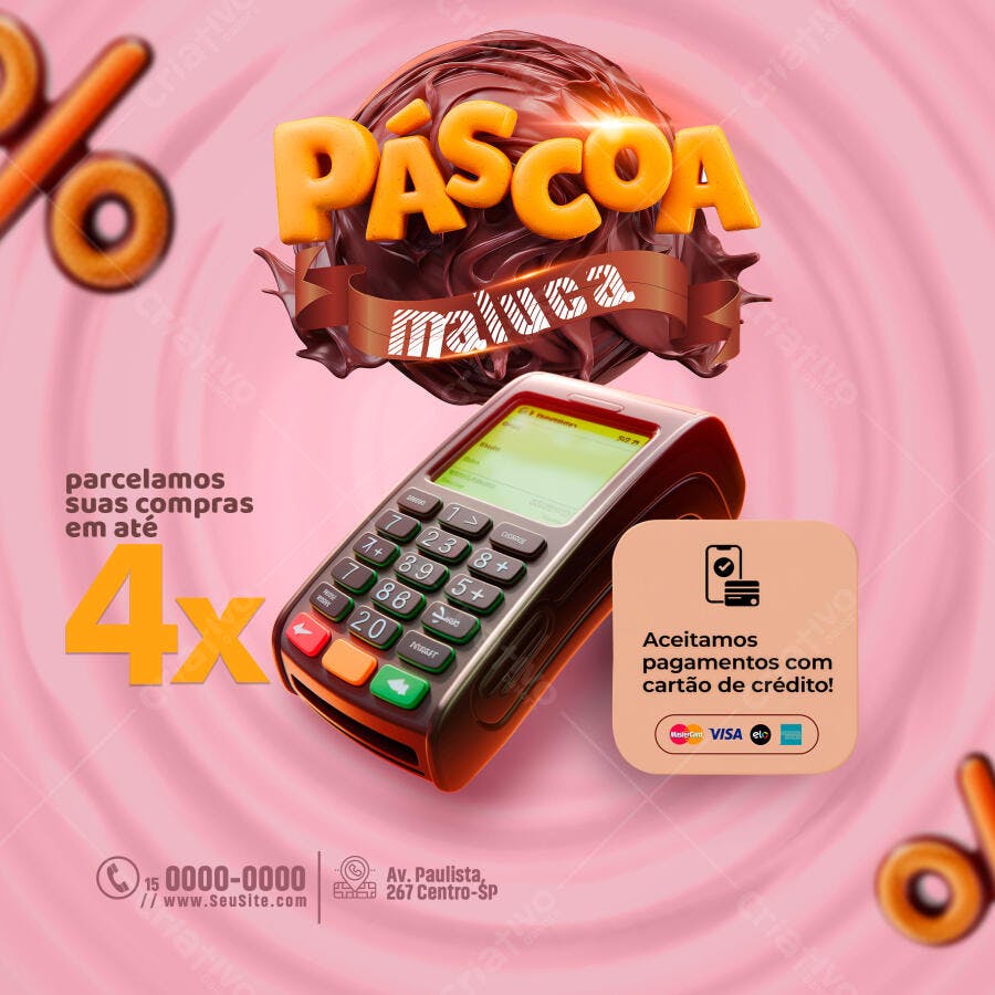 Flyer Páscoa Maluca com Pagamento Parcelado PSD Editável