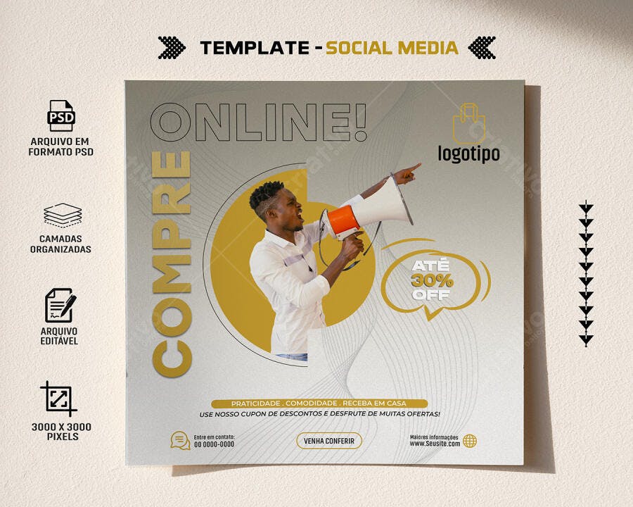 Post para Redes Sociais COMPRE ONLINE! PSD Editável