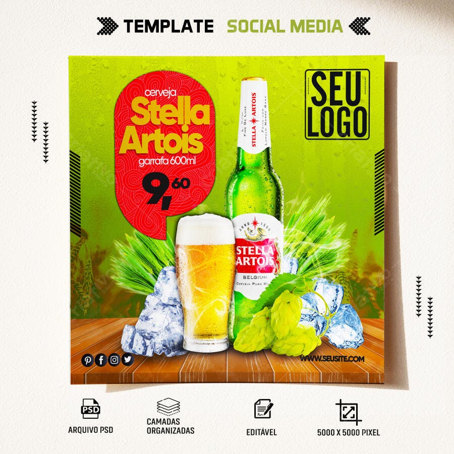 Flyer Promoção Cerveja Stella Artois 600ml PSD Editável