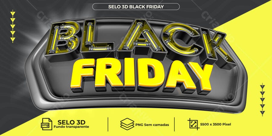 Selo 3D para Black Friday PSD Editável
