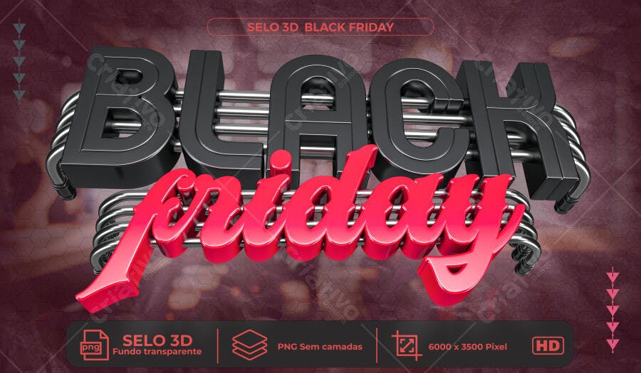 Selo 3D Black Friday PSD Editável