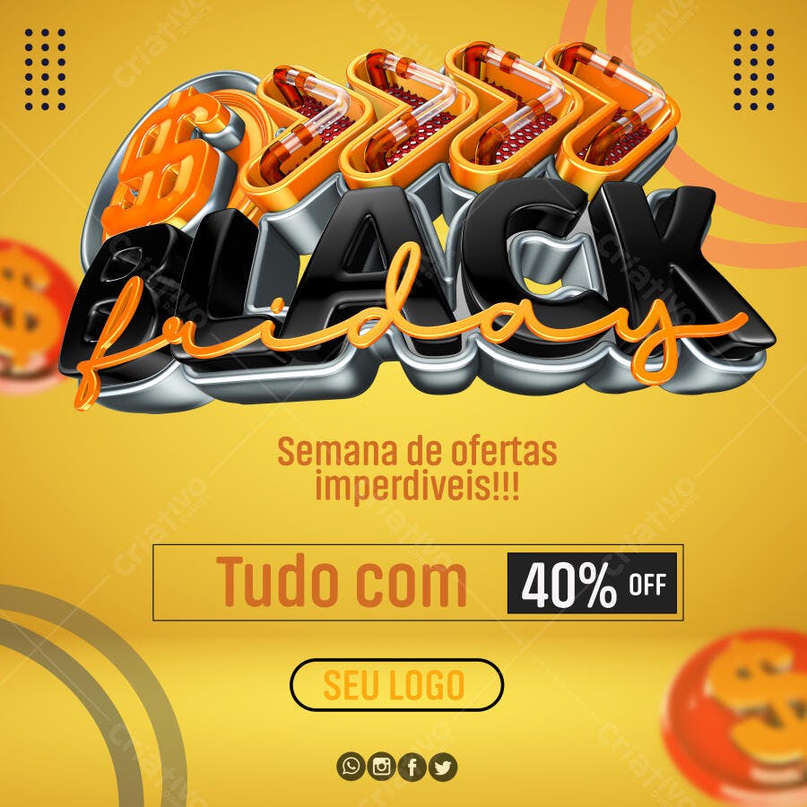 Flyer para Black Friday com 40% OFF PSD Editável