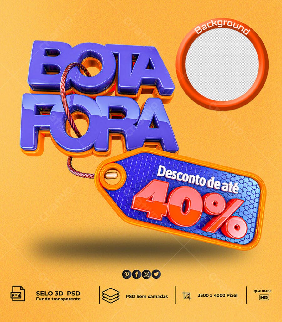 Post para Redes Sociais Bota Fora Desconto 40% PSD Editável