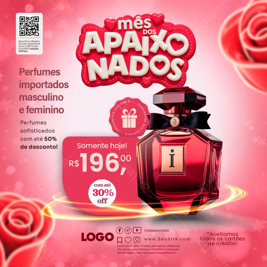 Flyer de Perfumes Mês dos Apaixonados PSD Editável