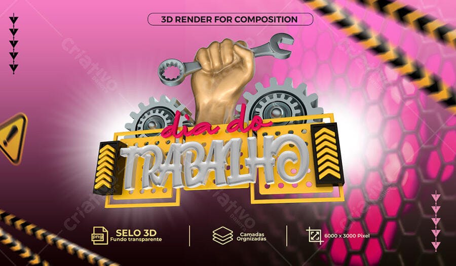 Flyer Digital para Dia do Trabalho com Ferramentas Industriais PSD Editável