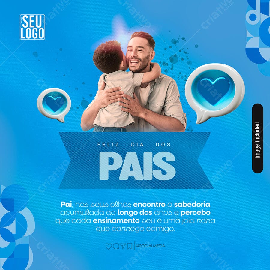Flyer Dia dos Pais Abraço de Pai e Filho PSD Editável