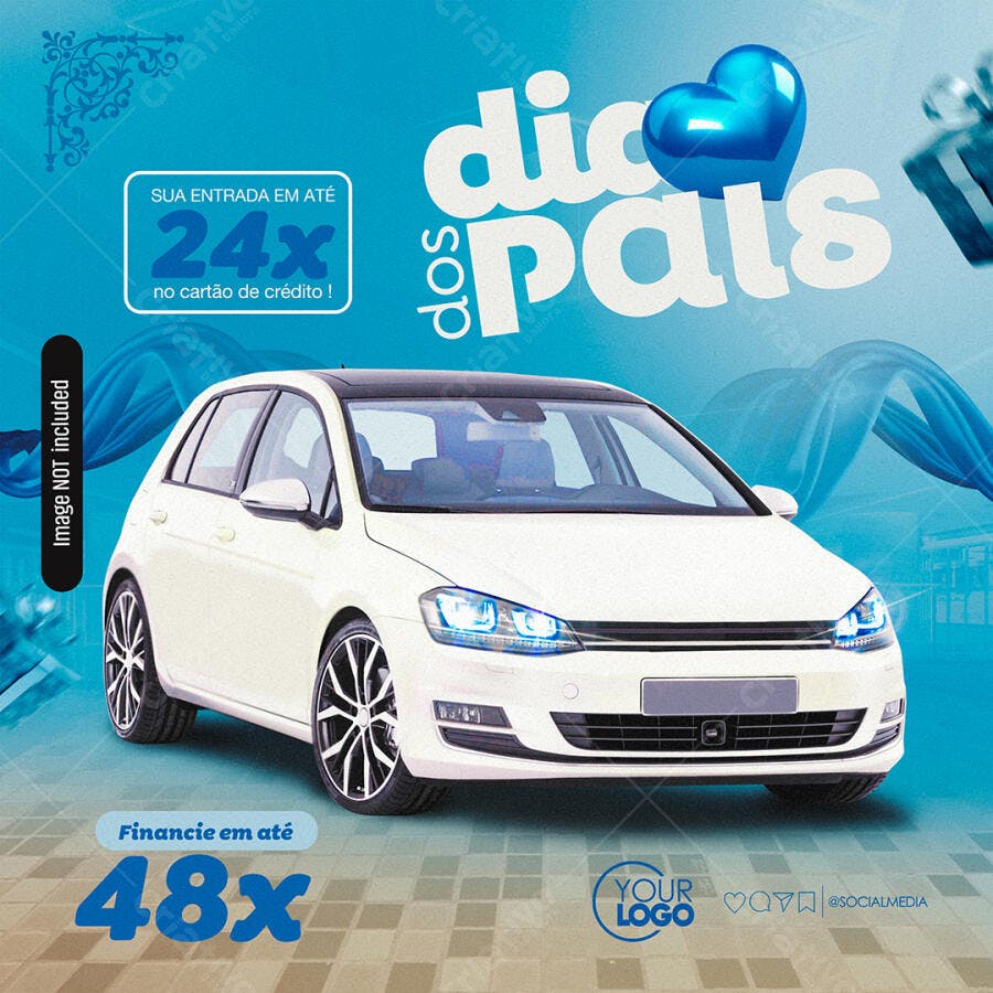 Flyer Dia dos Pais Carro Branco Oferta 24x e 48x PSD Editável