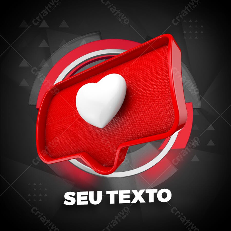 Notificação Curtida Coração para Post Digital PSD Editável
