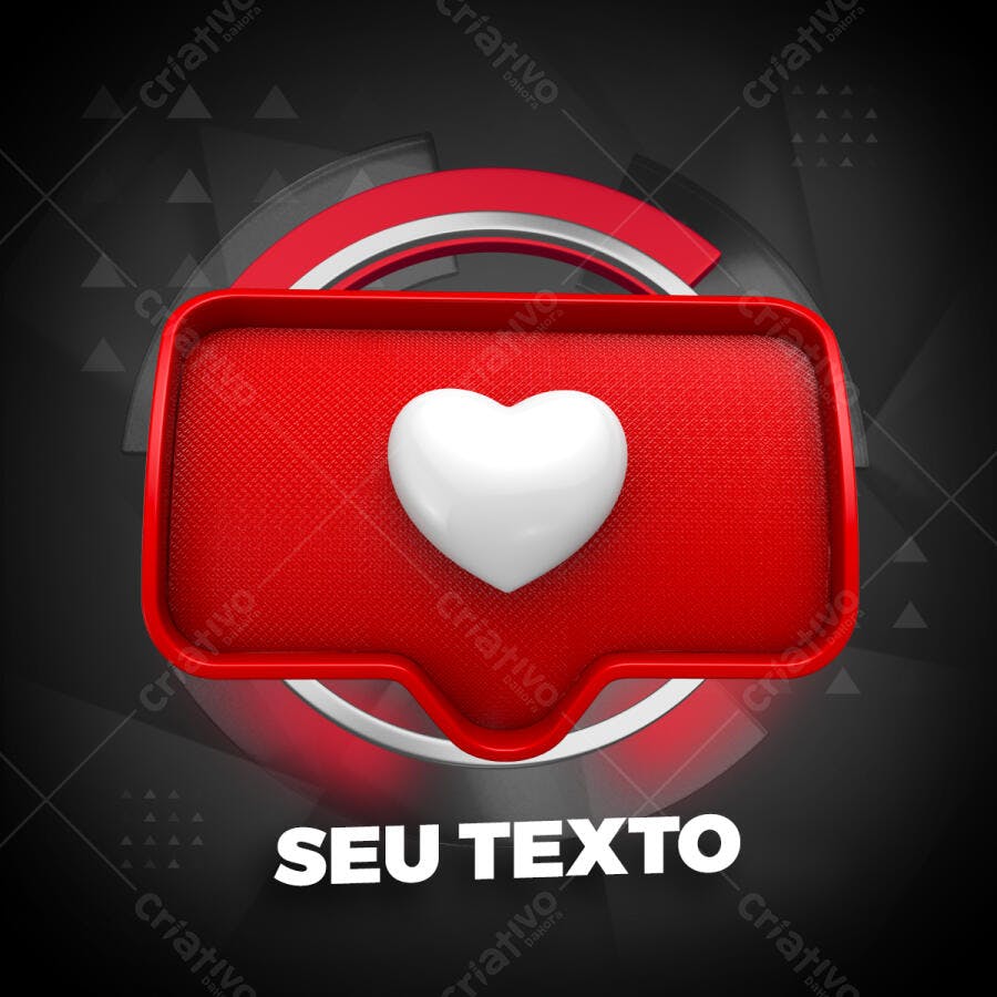 Post para Redes Sociais Coração Vermelho para Mensagem PSD Editável