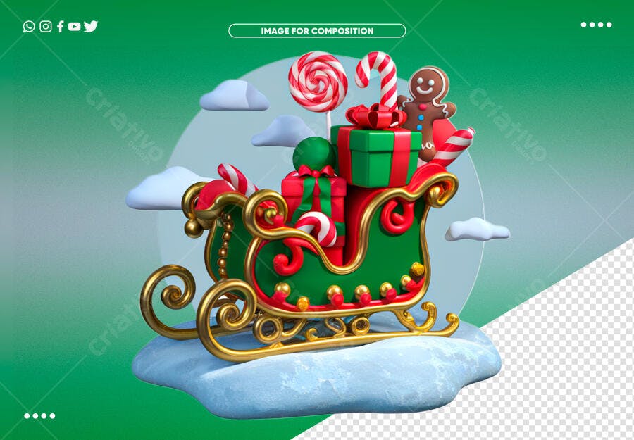 Composição Natalina 3D para Festas de Fim de Ano PSD Editável