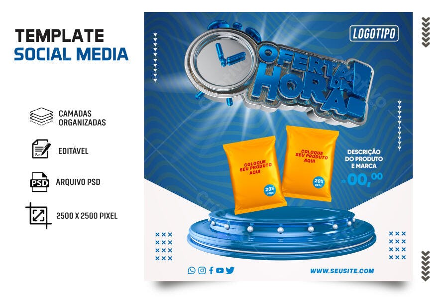 Flyer Social Media para Oferta da Hora Relâmpago PSD Editável