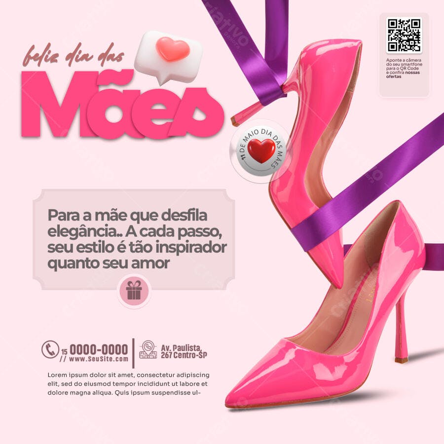 Flyer Dia das Mães Elegante com Salto Alto PSD Editável