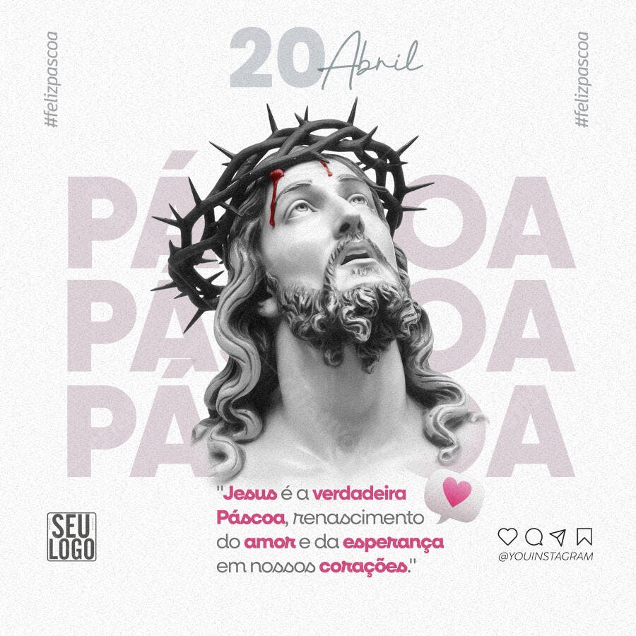 Flyer Páscoa Jesus Coroa de Espinhos Sangue PSD Editável
