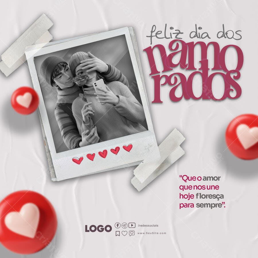 Post para Redes Sociais Dia dos Namorados Casal Romântico PSD Editável