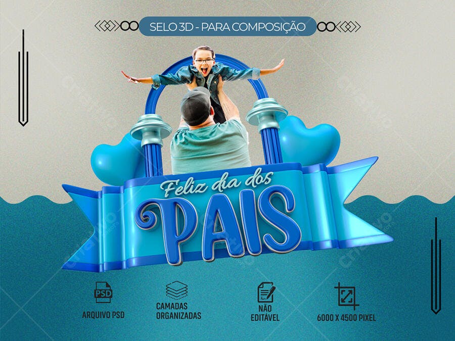 Flyer Dia dos Pais Pai e Filho Feliz Abraço PSD Editável