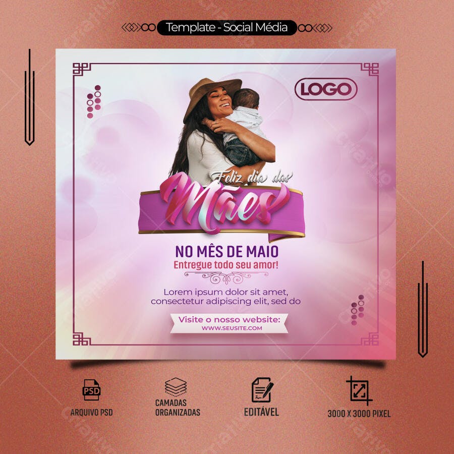 Flyer Dia das Mães Mês de Maio PSD Editável