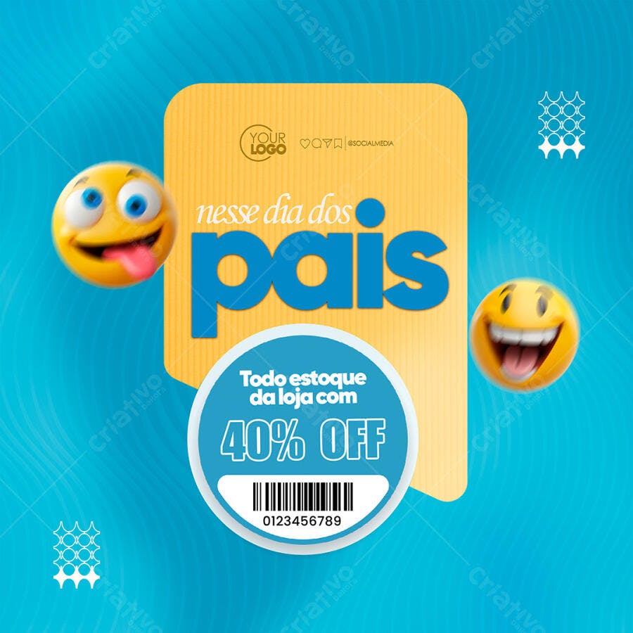 Post Redes Sociais Dia dos Pais Desconto 40% OFF PSD Editável