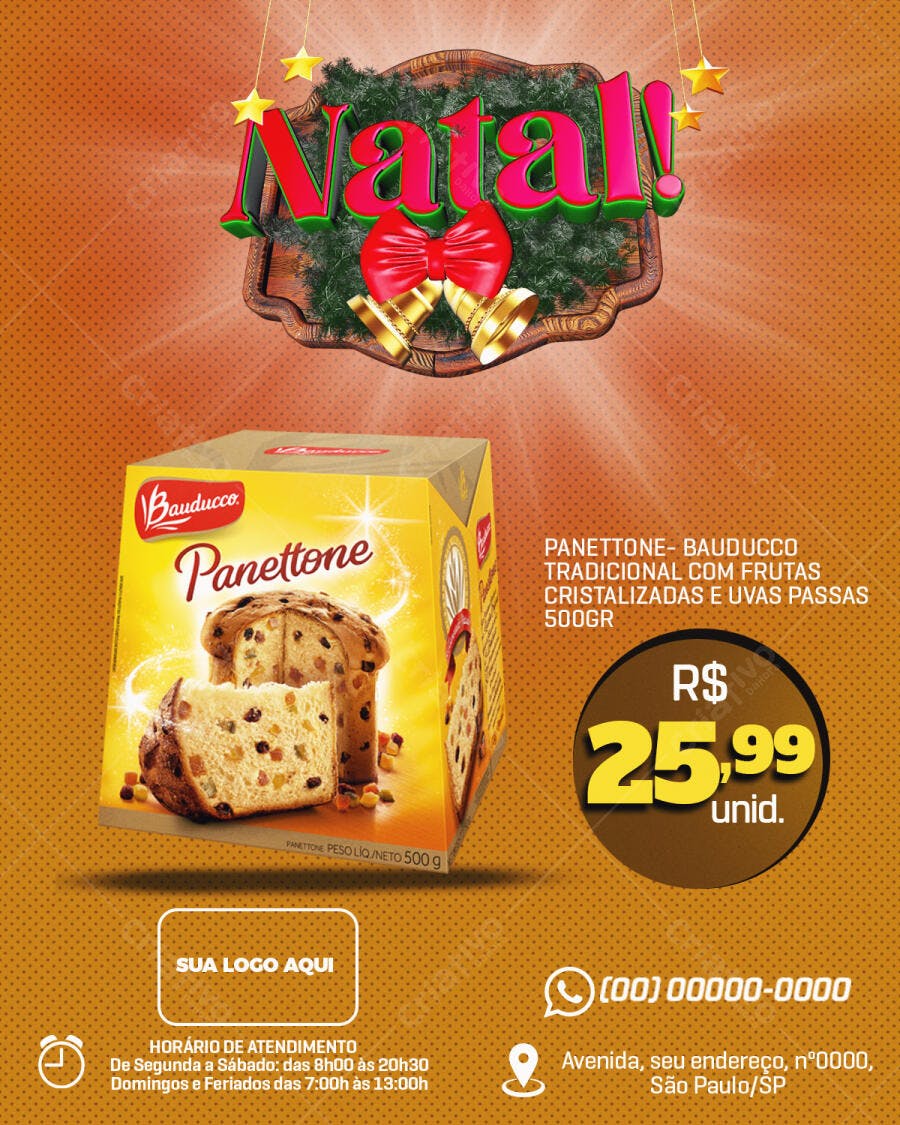 Flyer para Oferta de Natal Panettone Bauducco PSD Editável