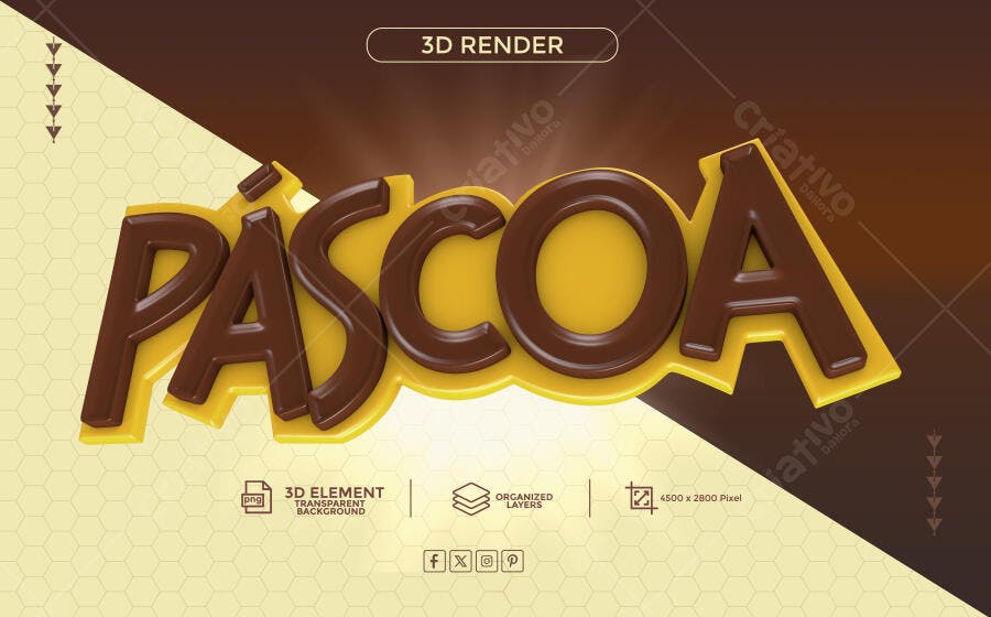 Flyer Páscoa Chocolate 3D para Confeitarias PSD Editável