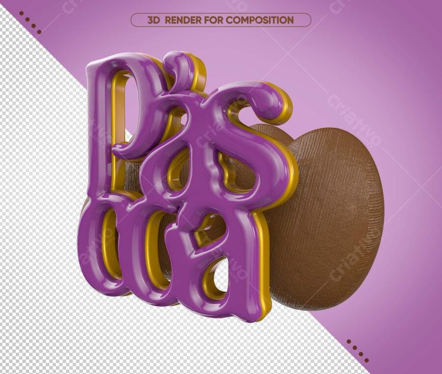 Elemento 3D Páscoa com Ovo de Chocolate PSD Editável