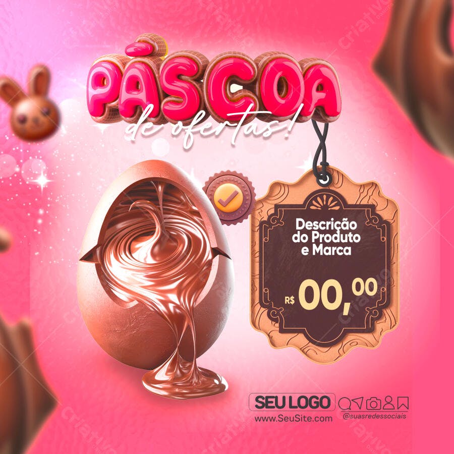 Post para Redes Sociais para Páscoa de Ofertas! PSD Editável
