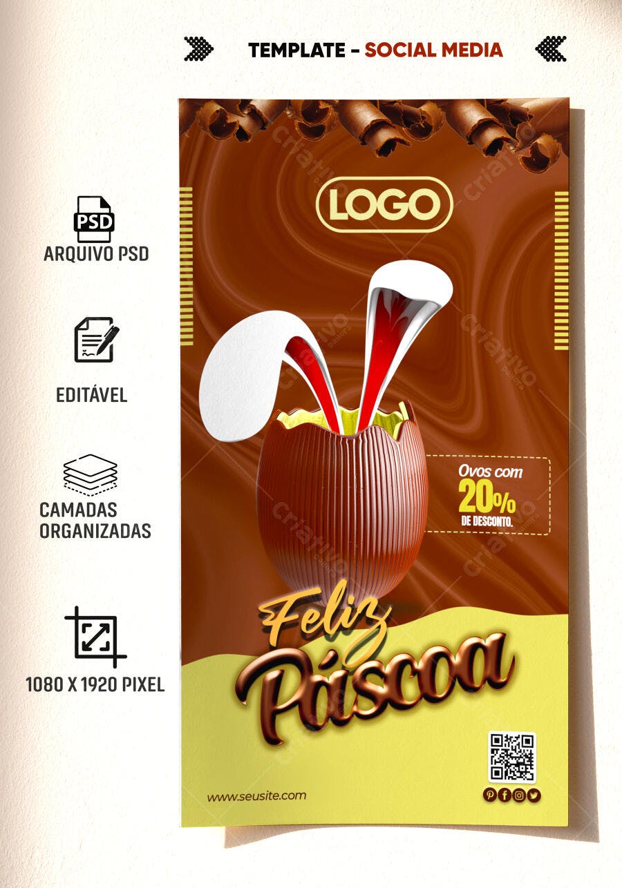 Post para Instagram Páscoa Promoção Ovos de Chocolate PSD Editável