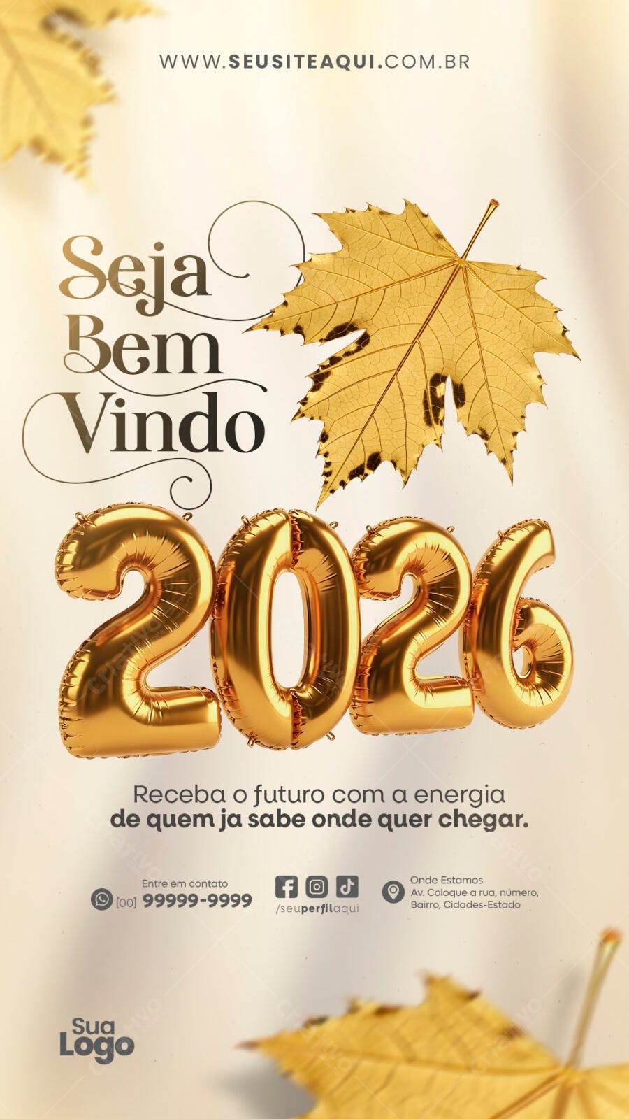 Flyer Seja Bem Vindo 2026 Dourado PSD Editável