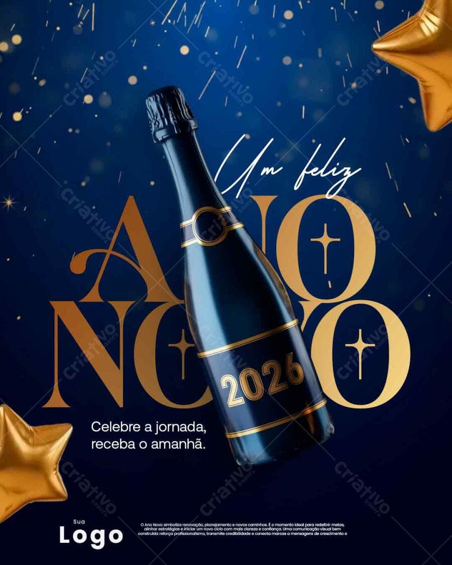 Flyer Feliz Ano Novo 2026 PSD Editável