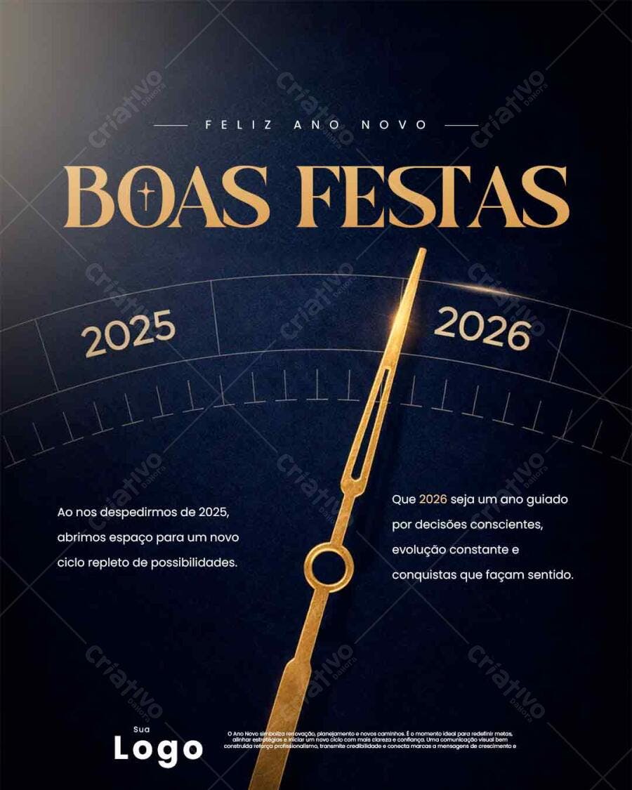 Flyer Ano Novo 2026 Boas Festas PSD Editável