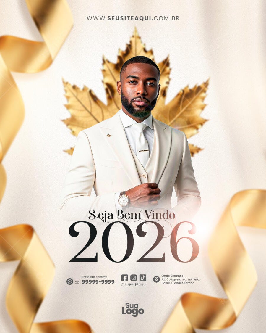 Flyer Boas-Vindas 2026 Profissional PSD Editável