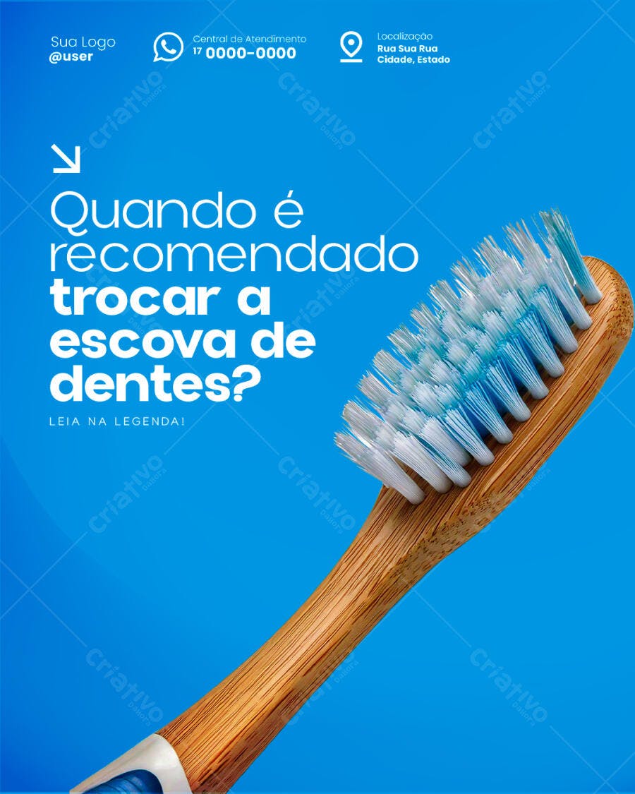 Flyer para Dentista Quando Trocar Escova de Dentes PSD Editável
