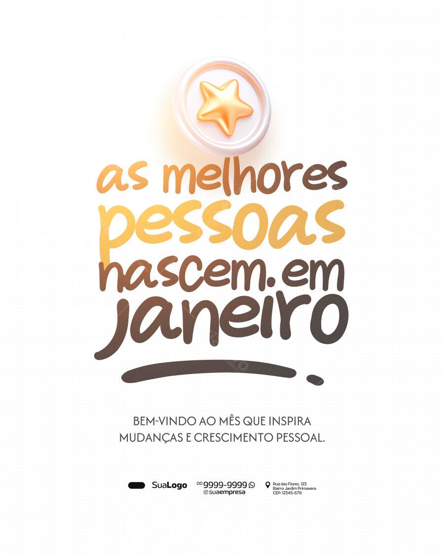 Post para Redes Sociais para Aniversariantes de Janeiro PSD Editável