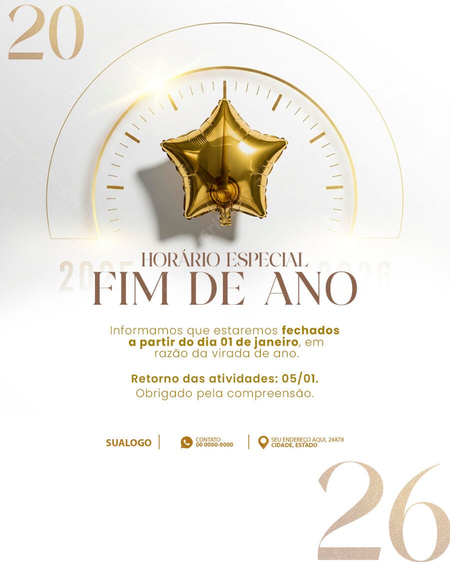 Flyer Horário Especial Fim de Ano PSD Editável