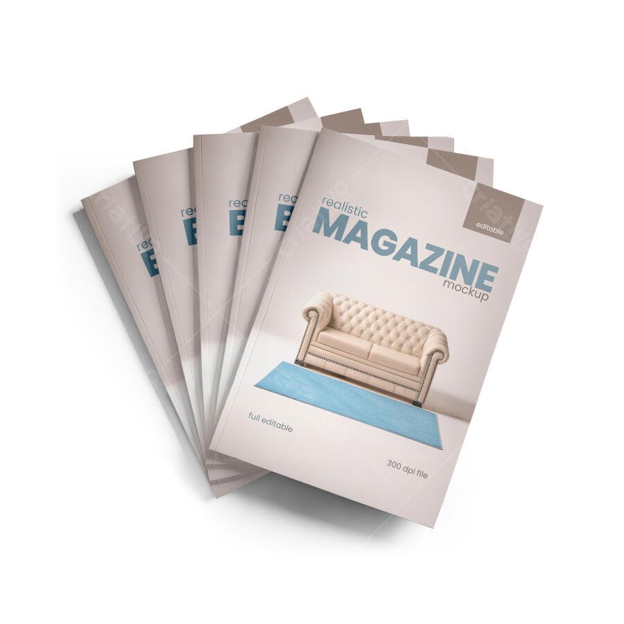 Mockup de Revistas em Leque Realista com Capa Editável para Publicações e Design