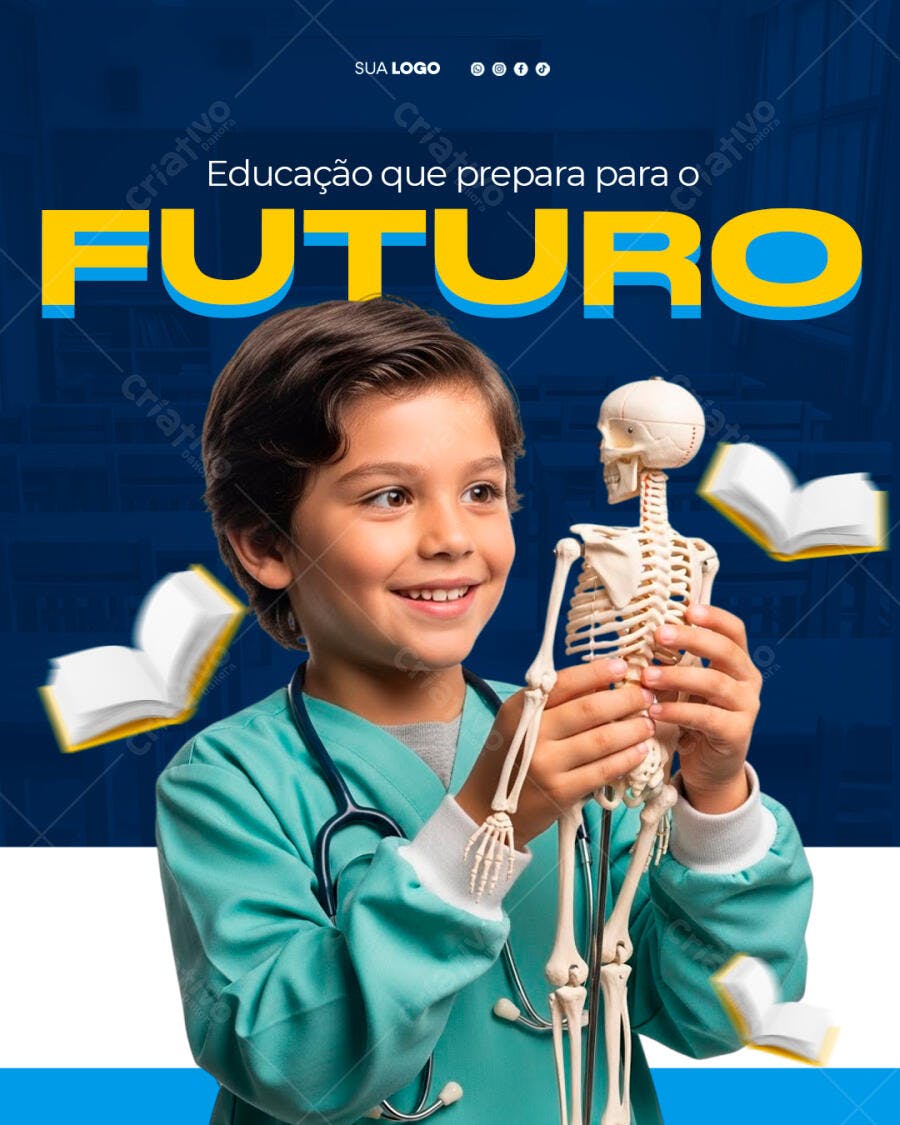 Post Instagram Educação Infantil Futuro PSD Editável
