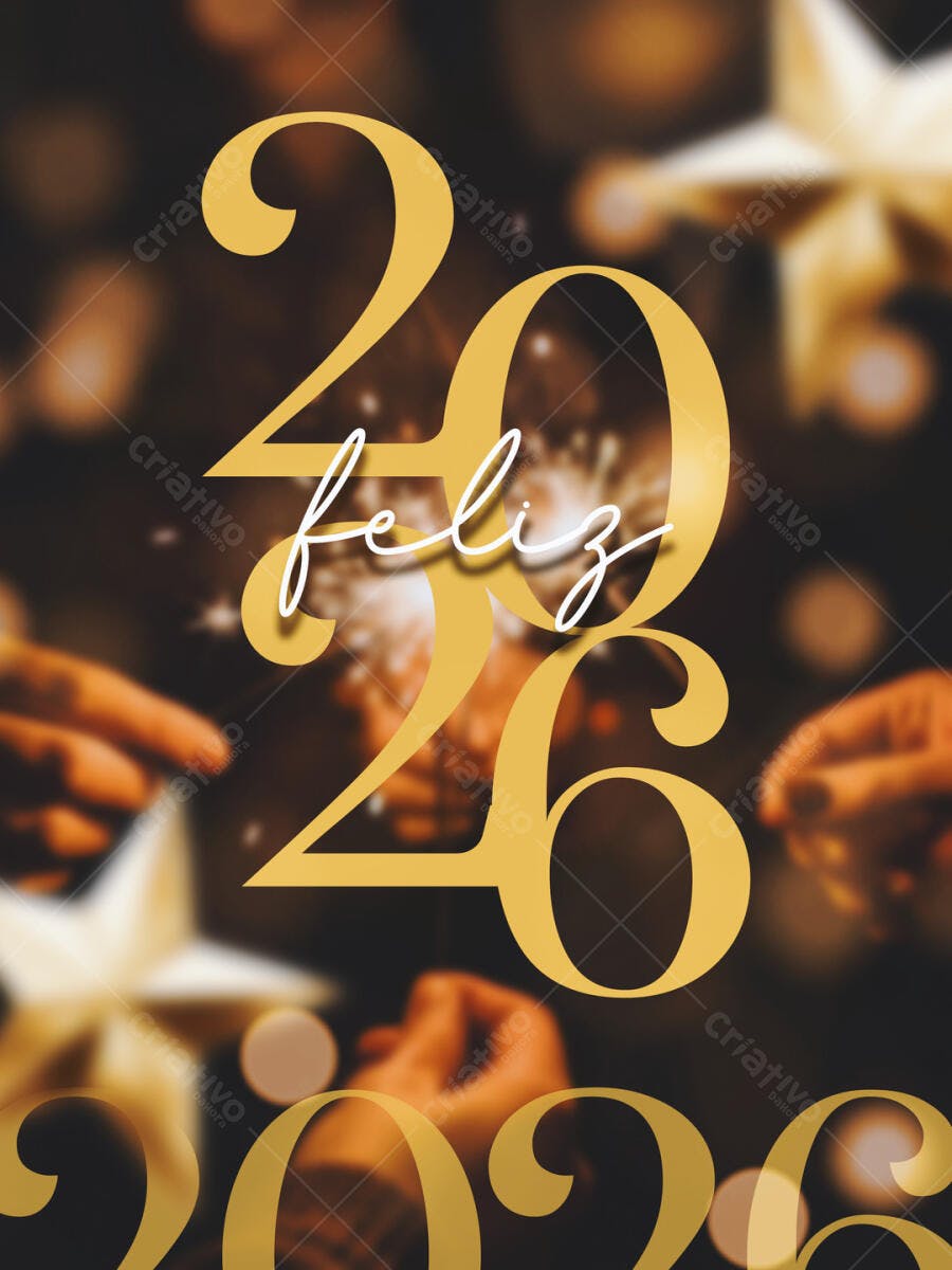 Post de Redes Sociais Feliz Ano Novo 2026 PSD Editável