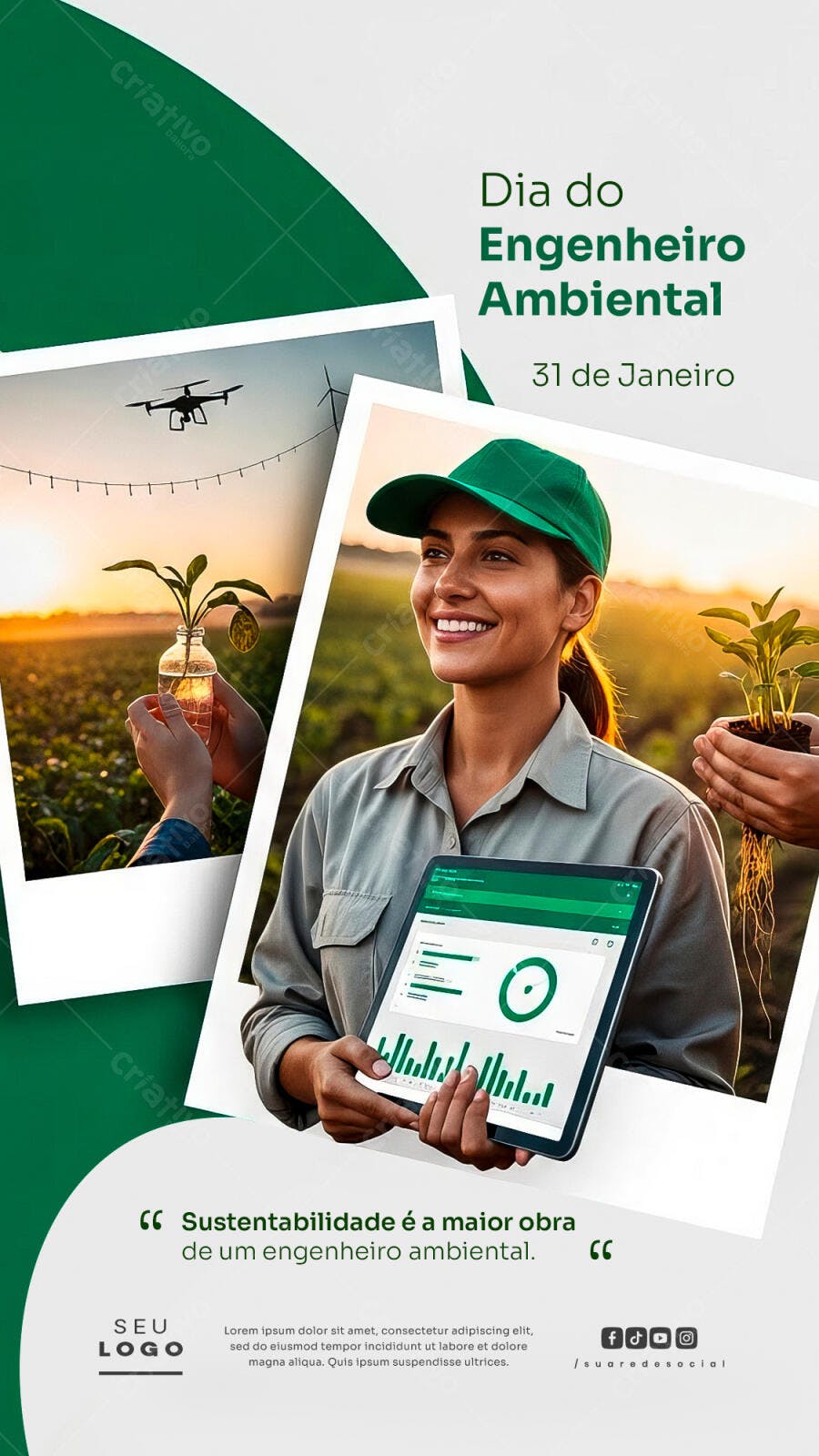 Flyer Dia do Engenheiro Ambiental Sustentabilidade PSD Editável