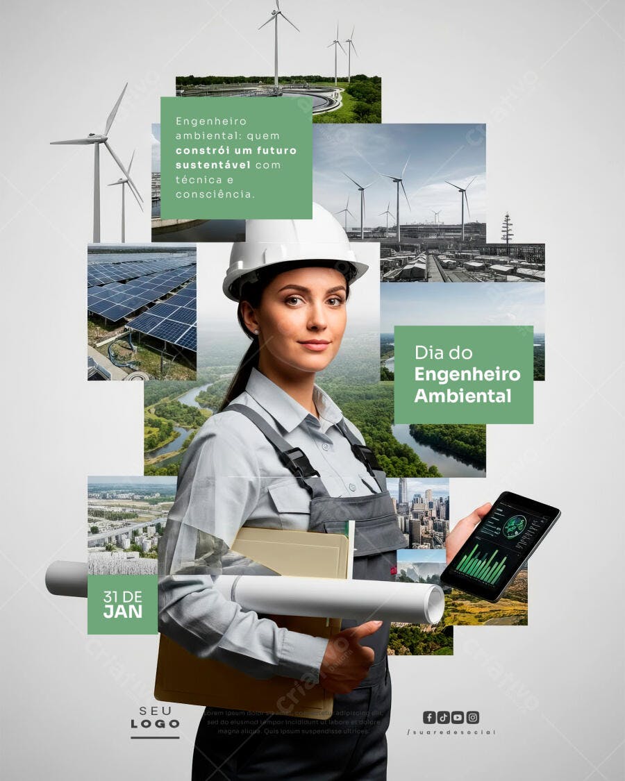 Flyer Dia do Engenheiro Ambiental PSD Editável