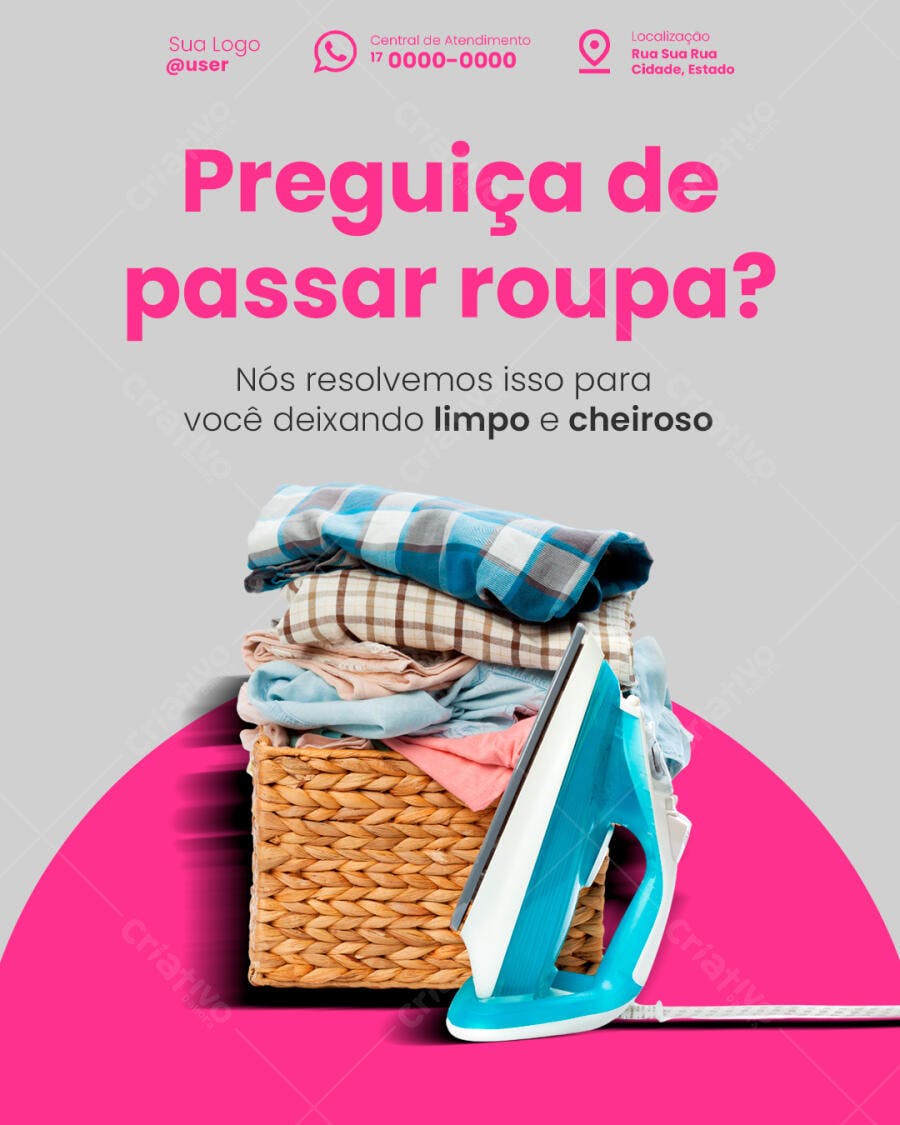 Post Instagram Lavanderia Passar Roupa PSD Editável