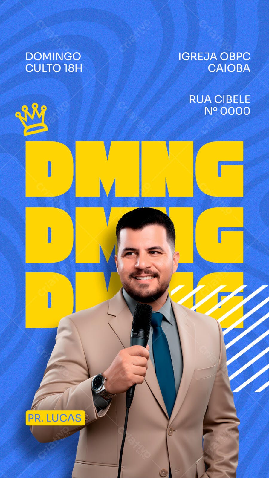 Flyer para Culto DOMINGO Igreja OBPC Caioba Pr. Lucas PSD Editável