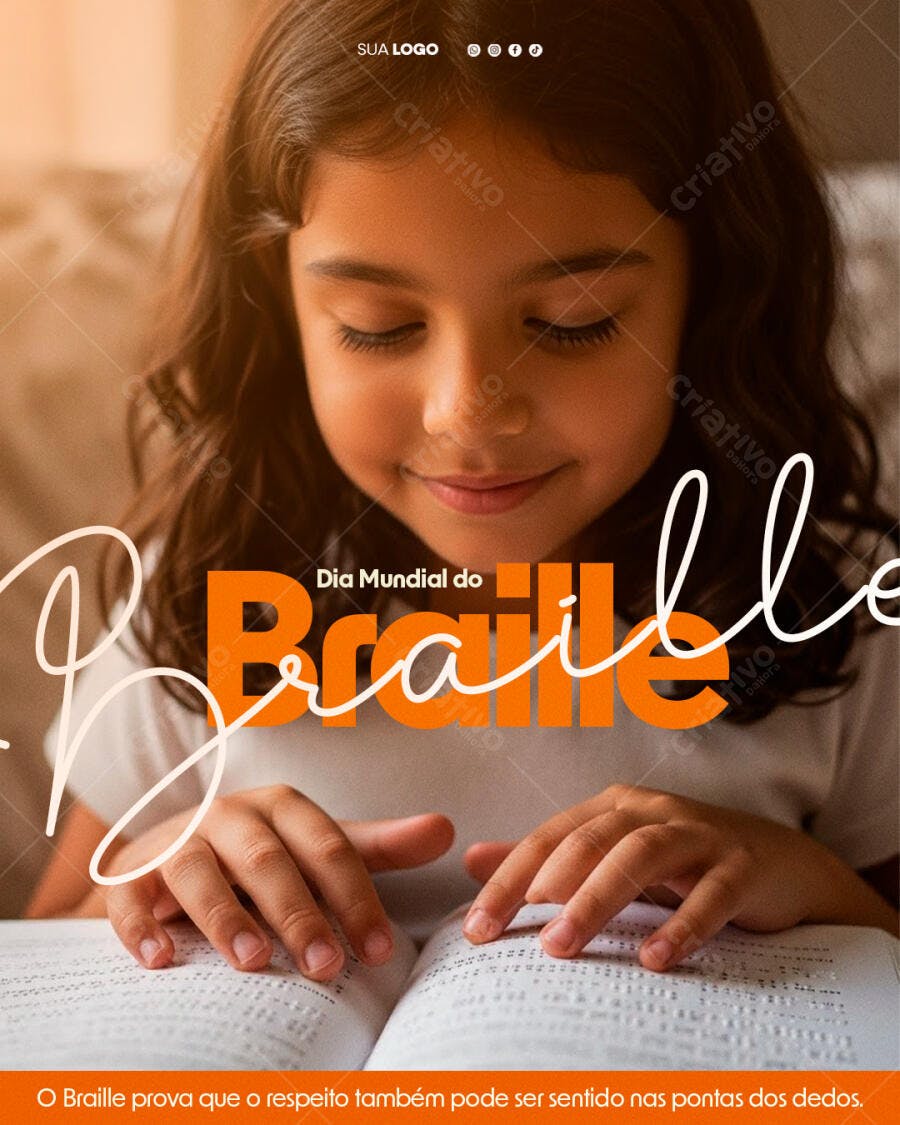 Post Instagram Dia Mundial do Braille PSD Editável