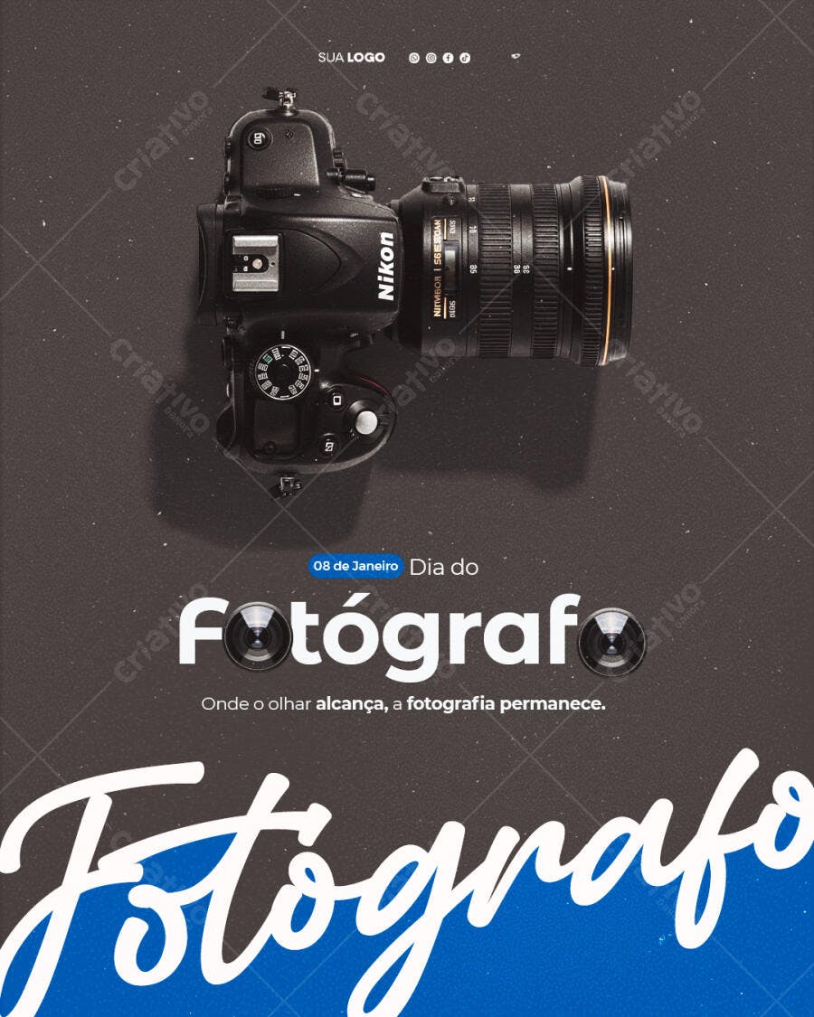 Post Dia do Fotógrafo 8 de Janeiro PSD Editável
