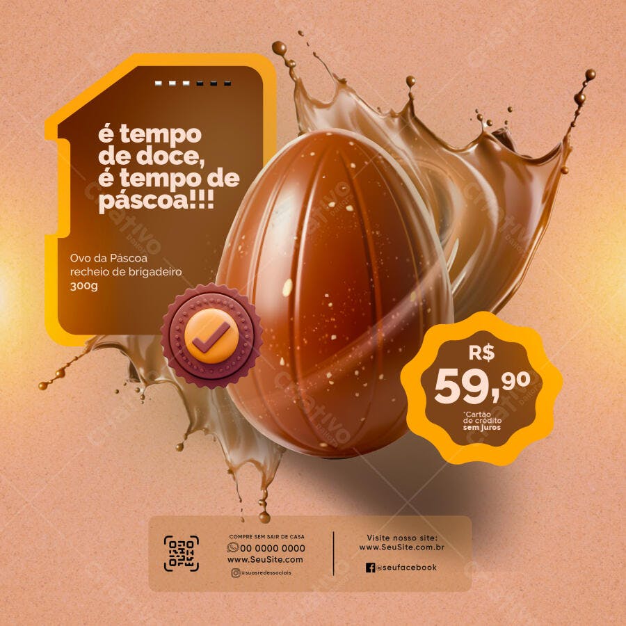 Flyer Páscoa Oferta Ovo Brigadeiro 300g PSD Editável