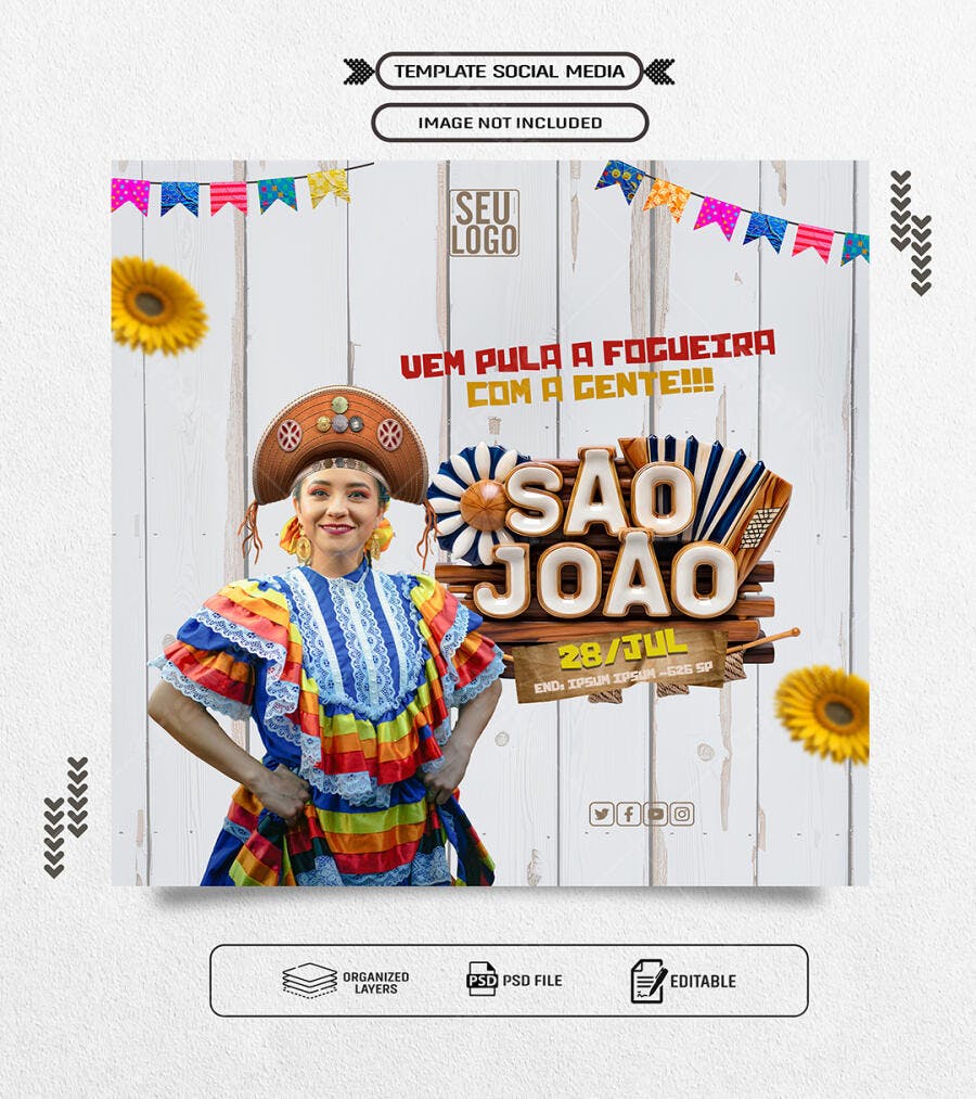 Post para Festa Junina São João PSD Editável